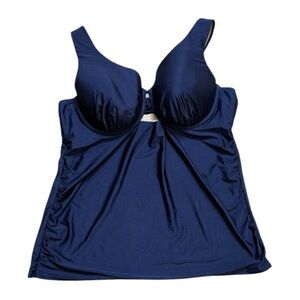 Swim by Cacique Tankini Top Swimsuit Swim Balconette Navy Blue 44D